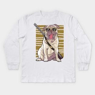 Armed Pug / Dog with Gun Kids Long Sleeve T-Shirt